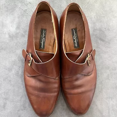 Salvatore Ferragamo Brown Leather Monk Strap Dress Shoes Mens Size 11 2E • $99.99