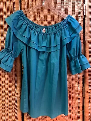 Malco Modes Peacock Blue Square Dance Blouse - Size XL • $17.50