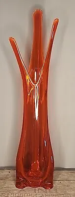 Viking Glass Epic 3 Foil Swung Vase 23” Persimmon Red Orange Read Description  • $249.99