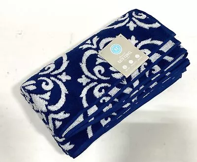 Martha Stewart 100% Cotton Jacquard Bath Towel Navy Blue/White 30  X 58  • $26.99