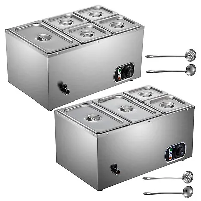 VEVOR 4/5 Pots Commercial Food Warmer Bain Marie Buffet Heater Stainless Steel • $171.99