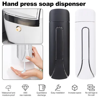 £8.99 • Buy Soap Dispenser Wall Mounted Liquid Bathroom Hand Soap Shower Gel Shampoo UK