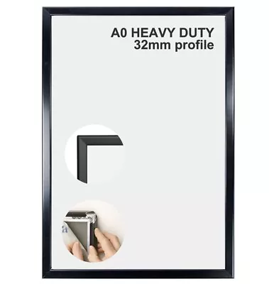 A0 PREMIUM 32mm Heavy Duty Aluminum Snap Poster Frame Sign Holder Wall Mount Bk • $112