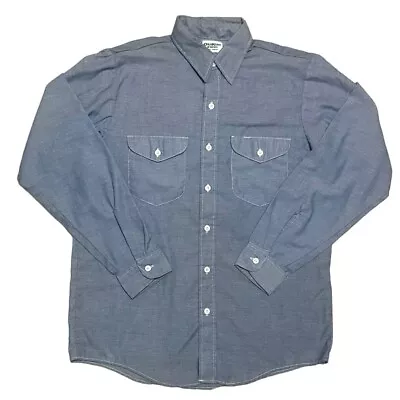 Vtg 60s 70s OshKosh Work Shirt 15 1/2 Button Up Best Prest Chambray Made In USA • $32.99