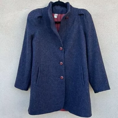 Women's Vintage Wool High Collar Fully Lined Pleated Shoulder Coat • $25
