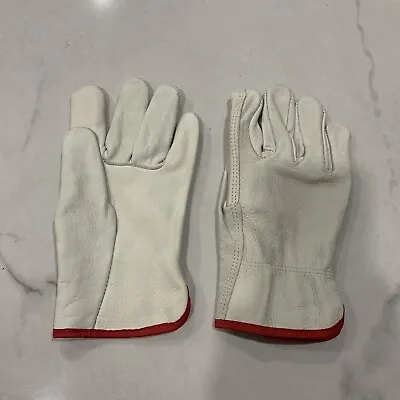 Leather Gloves With Red Fleece Lining Size Small NEW Cowhide For Plumbers. • $4.99