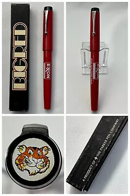 Vintage PARKER BIG RED Exxon Gas Tiger Logo Advertising Ballpoint Pen With Box • $29.99