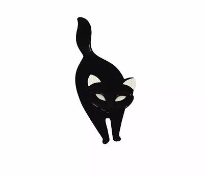 Lea Stein Standing Black Cat Brooch. Signed. • £55