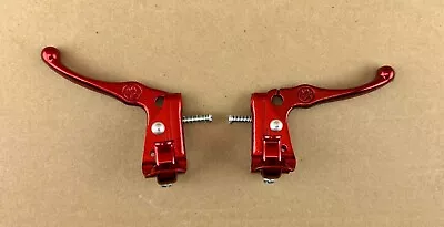 New! Bicycle Mx Style Handlebar Replacement Alloy Brake Lever Set In Red. • $16.89