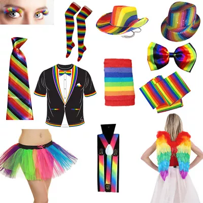 LGBTQA GAY PRIDE Festival Rainbow Accessories Hat Tutu Skirts T Shirt Party Set • £3.10