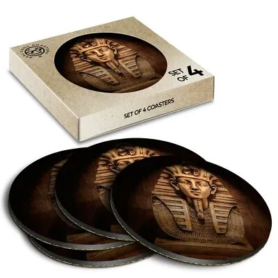 £7.99 • Buy 4 X Boxed Round Coasters - Egyptian Pharaoh Tutankhamen Mask  #16103