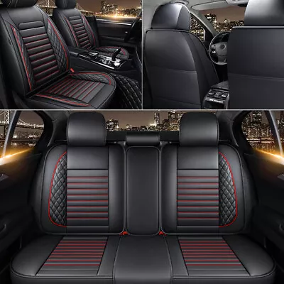 Breathable Universal Leather Car 5 Seat Covers Front Rear Back Full Surrounded • $79.69