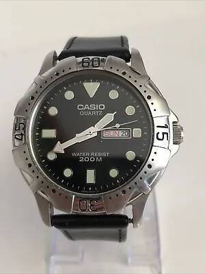 Casio MTD-1001 Gents Quartz Diver Watch - New Black Leather Strap • £100