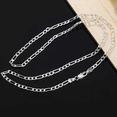 4MM Flat Sideway Chains Necklaces For Women 925 Stirling Silver Party Gift • $59.99