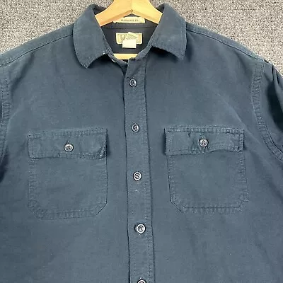 Vintage LL Bean Chamois Cloth Shirt Mens Large Tall Button Down Long Sleeve Blue • $19.99