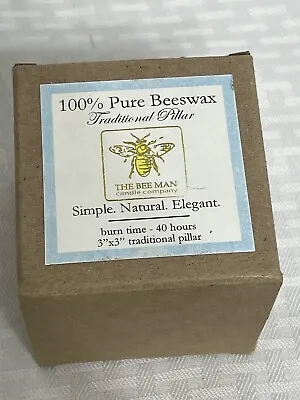 The Bee Man Candle Co.100% Pure Bees Wax Traditional Pillar Burns 40hrs 3x3 Red • $16.87