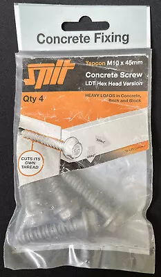Spit Tapcon Concrete Screws LDT Hex Head Version M10 X 45mm Qty: 4 Pack • £6.99