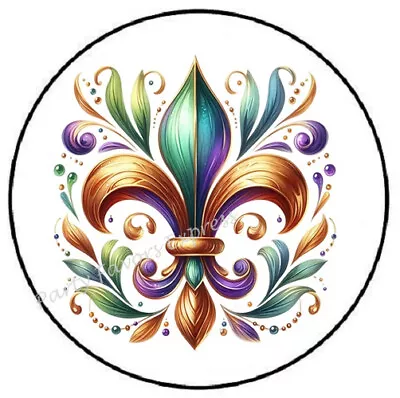 Mardi Gras Fleur De Lis Envelope Seals Labels Stickers Party Favors • $4.99