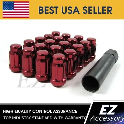 20 Pc Set Spline Tuner Lug Nuts | 1/2  | Red | Ford Mustang Explorer • $32.91