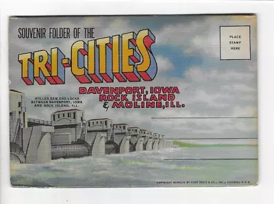 Vintage-postcard Folder-tri-cities-davenport Ia.-rock Island Ill.-moline Ill. • $2.25