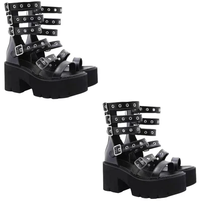  2 Pairs Woman Beach Sandals Female Shoes Platform Gladiator Women Flat Women's • £97.49