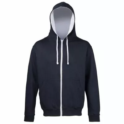 AWDis Varsity Zoodie JH053 Unisex Zipped Hooded Top Hoodie NAVY Size X-Large • £11.95