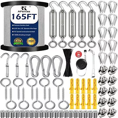 1/8  Stainless Steel Cable1/8  Wire RopeM5 Turnbuckle Kit165FT Wire Tensio... • $56.68