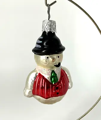 Vintage INGE-GLAS Mercury Glass Christmas Snowman Ornament With Smoking Pipe • $10