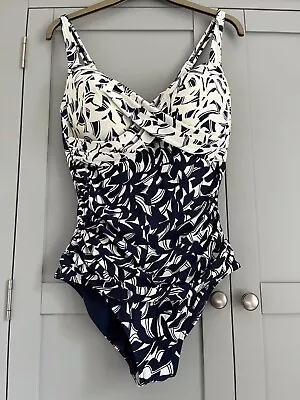 M&S Marks & Spencer Ruched  Secret Slimming Non Wired Plunge Swimsuit Holiday 18 • £24