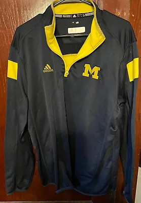 Men's Adidas Climalite Michigan Wolverines 1/4 Zip Pullover Size L Maize Blue • $14.99
