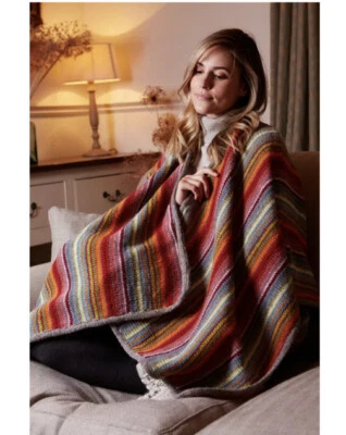 £65 • Buy PACHAMAMA HANDKNIT Striped Wool Open Front Poncho Cardigan Sweater One Sz