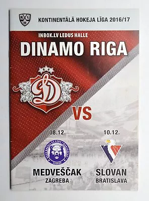 2016-Dec-8/10 KHL Dinamo Riga Vs Medvescak Slovan Hockey Programme • $4.99