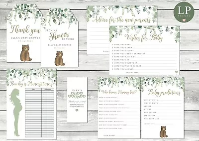 £8.99 • Buy Baby Shower Personalised Tags & Games Unisex Neutral Botanical Green Natural