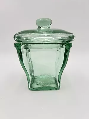 Pottery Barn Green Recycled Glass 7” Apothecary Jar With Lid Made In Spain • $20.50