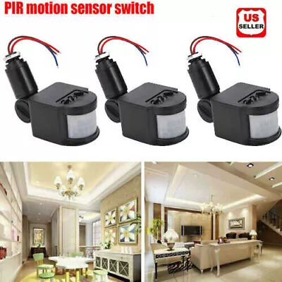 3pcs LED Infrared PIR Motion Sensor Detector Outdoor Wall Light Switch 85-265V • $17.99