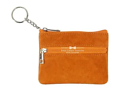 Genuine Leather Small Coin Card Cow Suede Key Ring Wallet Pouch Purse • £6.44