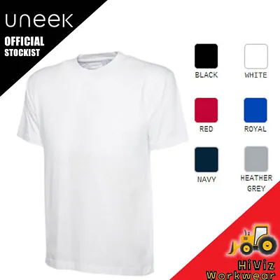 Uneek Mens Unisex T-shirt Plain 100% Cotton Gym Athletic Training Tee Top Casual • $7.40