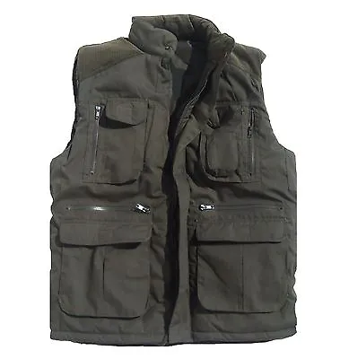 GENTS PLAIN GREEN BODYWARMER Mens Sizes Padded 10 Pockets Hunting Fishing Gilet • £24.30