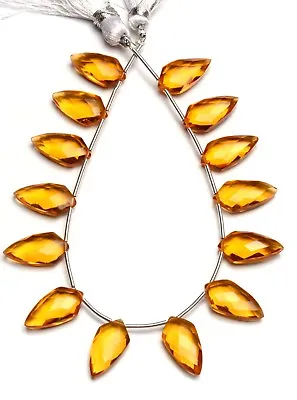 Golden Citrine Color Hydro Quartz Faceted 15x8MM Tie Shape Briolette Beads 7  • $8.80