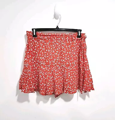 New Zara XL Womens Orange Floral Skort Skirt+Shorts • $19