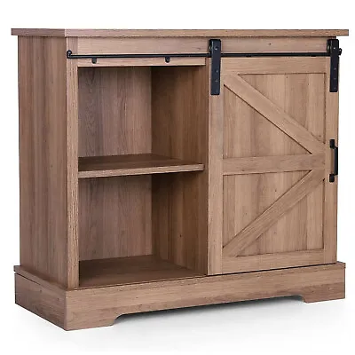 Farmhouse Sideboard Buffet Storage Cabinet Coffee Bar Cabinet /Sliding Barn Door • $137.99