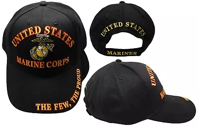 Marines Hat Black Semper Fi The Few The Proud Adjustable HAT Cap USMC LICENSED • $15.24