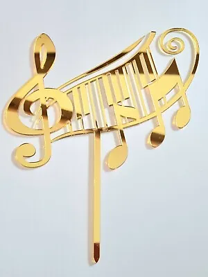 £4.99 • Buy Gold Music Note Treble Clef Stave Cake Topper Decoration Celebration Party