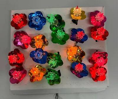 Vtg Starburst Foil Flowers Reflector Christmas String Lights Color • $20