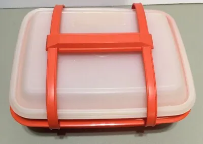 Vintage Tupperware Lunch Box 10Pc. Set Pack-N-Carry Orange Red #1254 • $14.99