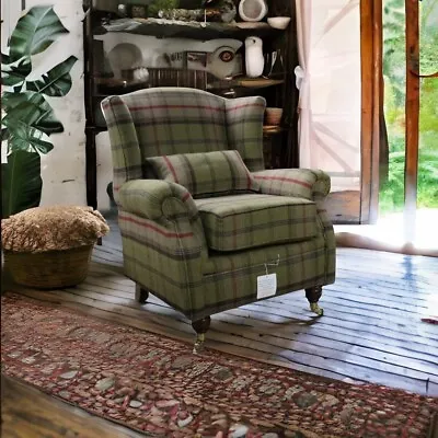Fast Delivery Accent Wing Chair Fireside Cottage Balmoral Hunter Fabric Tartan • £399.95