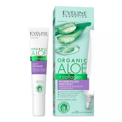 Eveline Organic Aloe + Collagen Liquid Eye Pads Reducing Wrinkles 20ml • £5.99