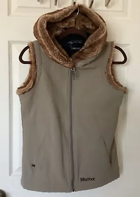 Marmot Furlong Sherpa Hooded Soft Shell Fleece Vest Sz M • $29.99