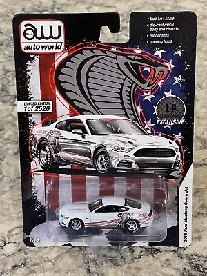 Auto World LP Diecast Garage Exclusive White 2016 Ford Mustang Cobra Jet 1/64 • $13.99