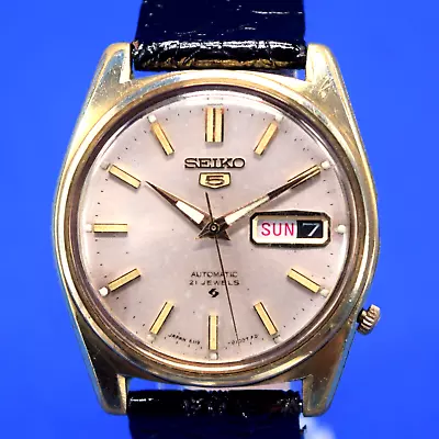 Vintage Seiko 5 6119-8093 Gold Plated 21 Jewels Automatic Men’s Watch-New Band • $90